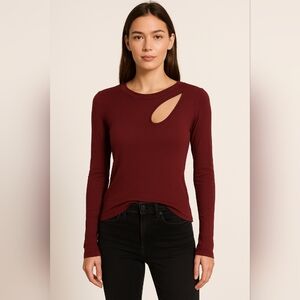 Joe's Jeans Burgundy Long Sleeve Cutout Top